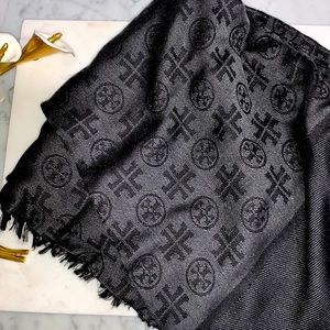 Tory Burch Black Logo Scarf